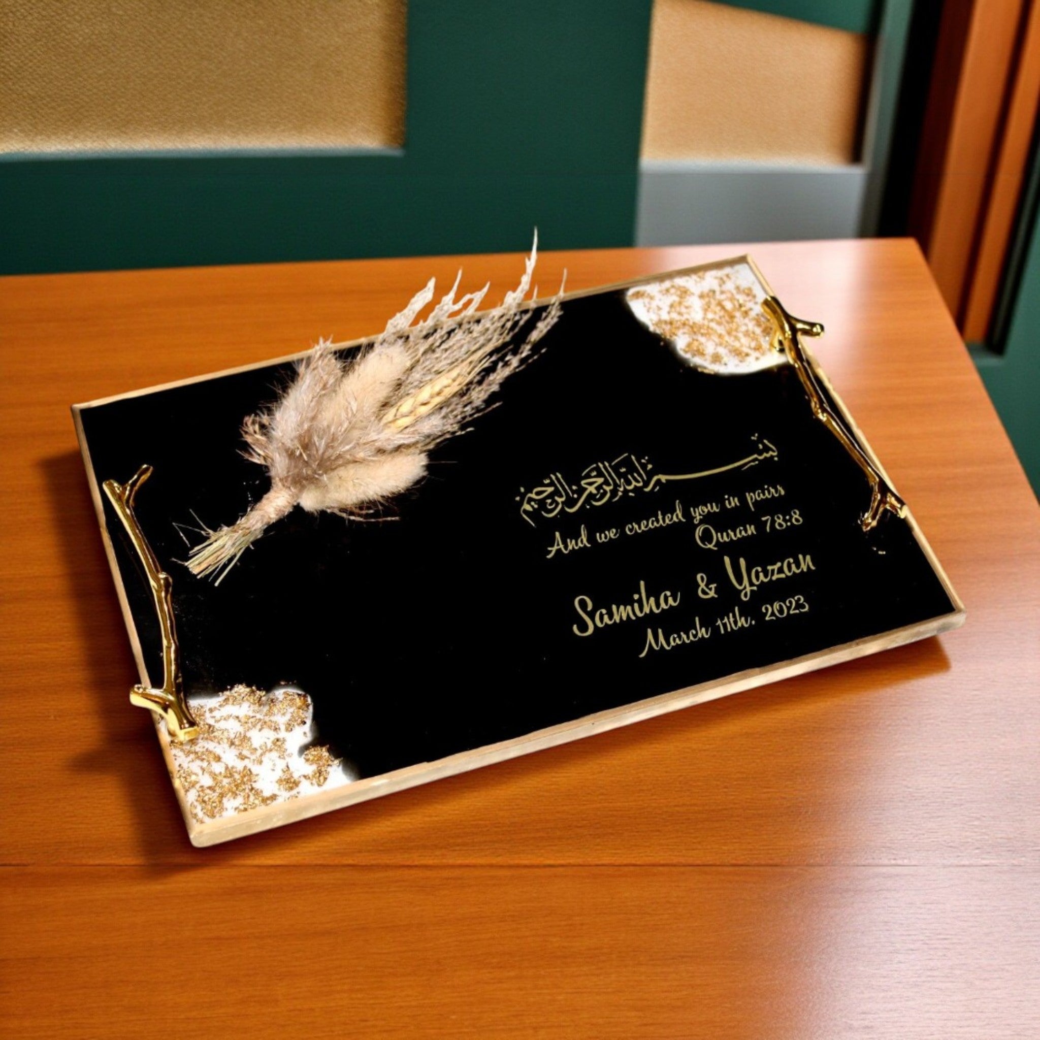 Handmade Personalized Wedding Resin Tray, Engagement Tray, Islamic Wedding Ring Tray, Wedding Gift, Nikkah Tray,