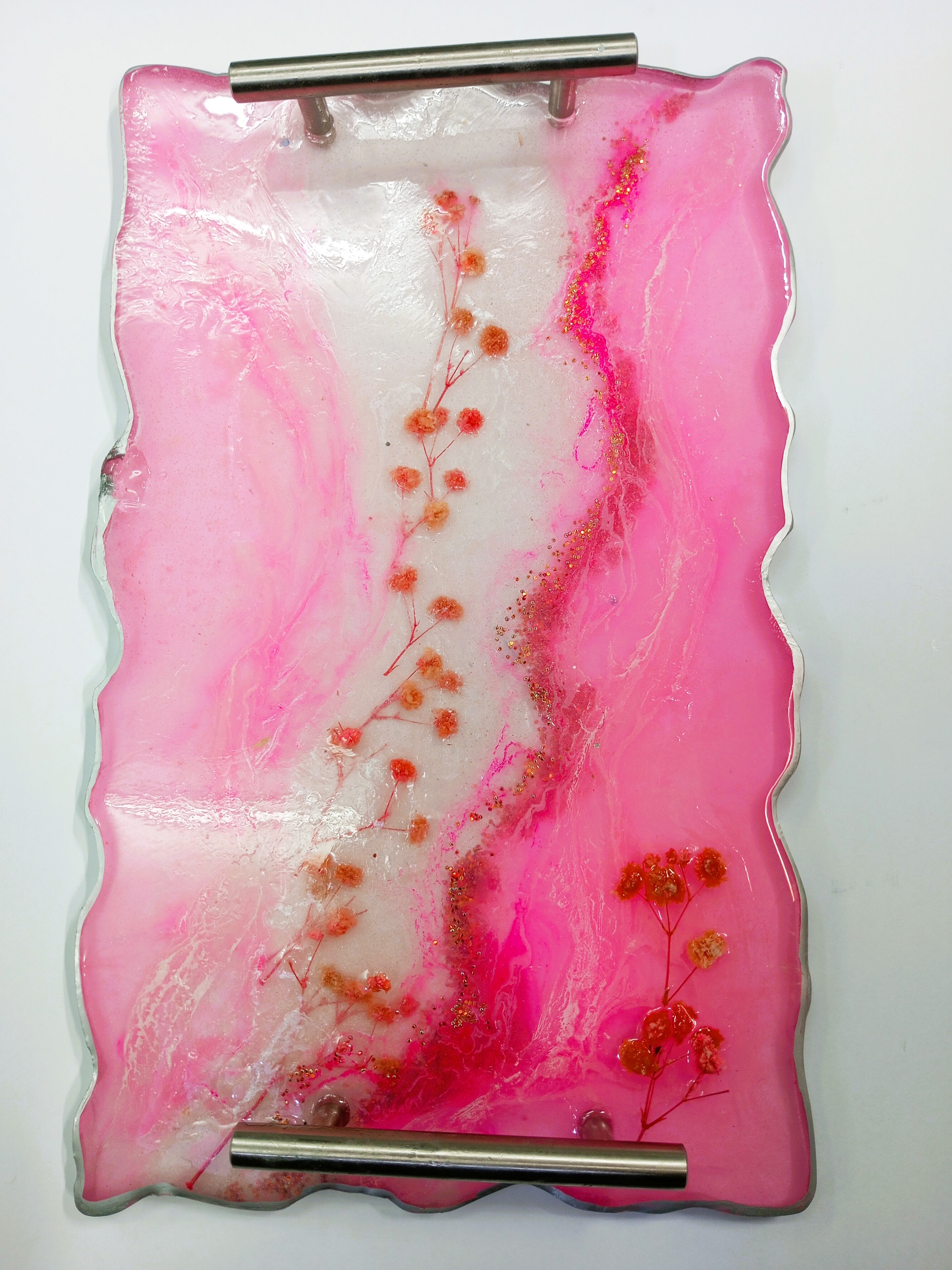 Handmade Resin Tray with Handles – Decorative Serving Tray, Wedding Ring Tray, Perfect Housewarming Return Gift-Resin Art