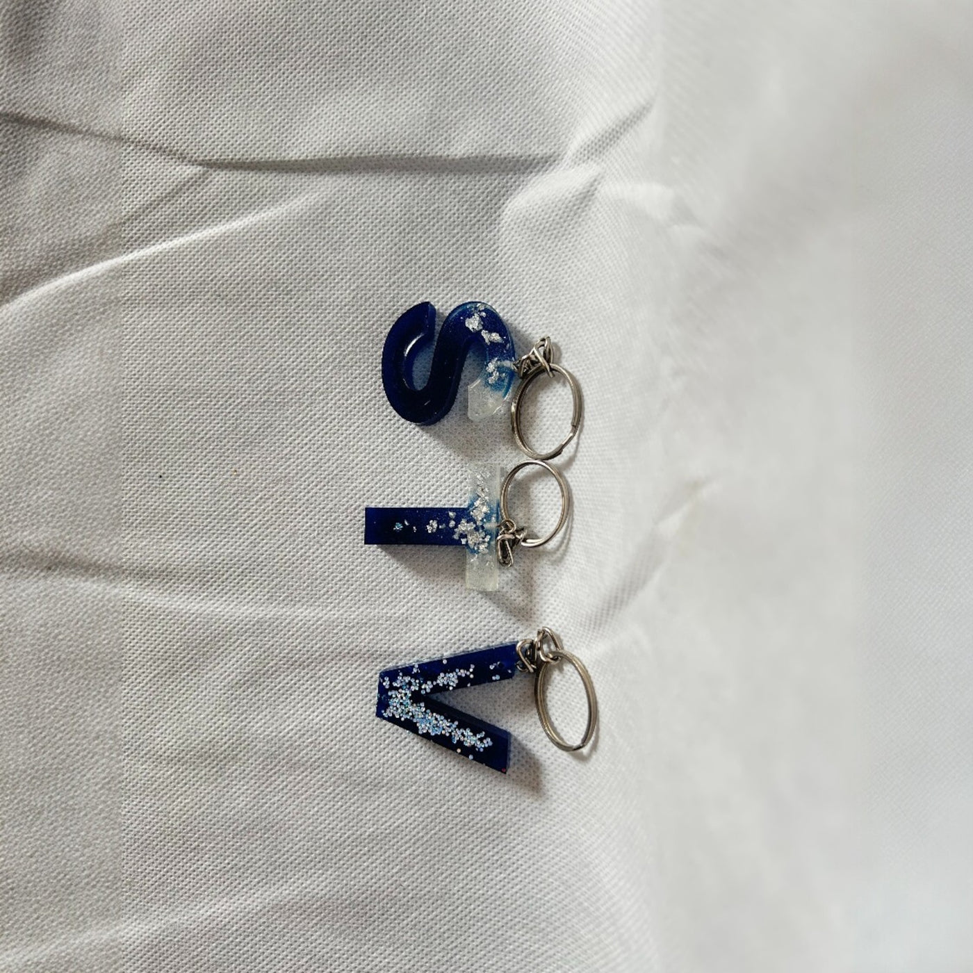 Personalized Resin Letter Keychain – Custom Black & Silver Initial Keyring | Handmade Gift for Her, Bridesmaid, Birthday, Wedding Favor