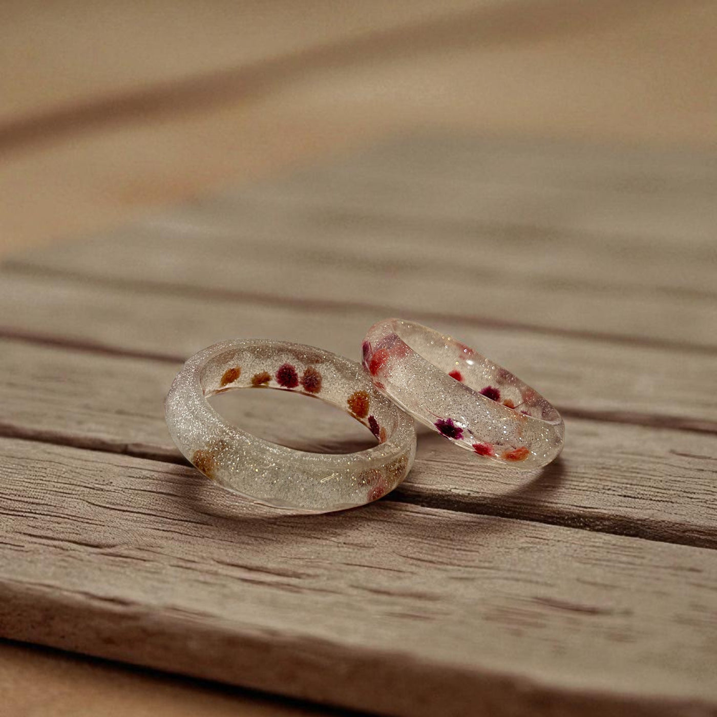 Set of 2 Transparent Resin Bangles – Filled with Real Preserved Flowers,Transparent Resin Jewelry  Preserved Flower Accessories ,