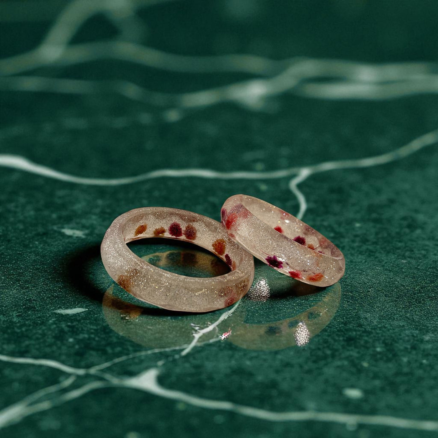 Set of 2 Transparent Resin Bangles – Filled with Real Preserved Flowers,Transparent Resin Jewelry  Preserved Flower Accessories ,