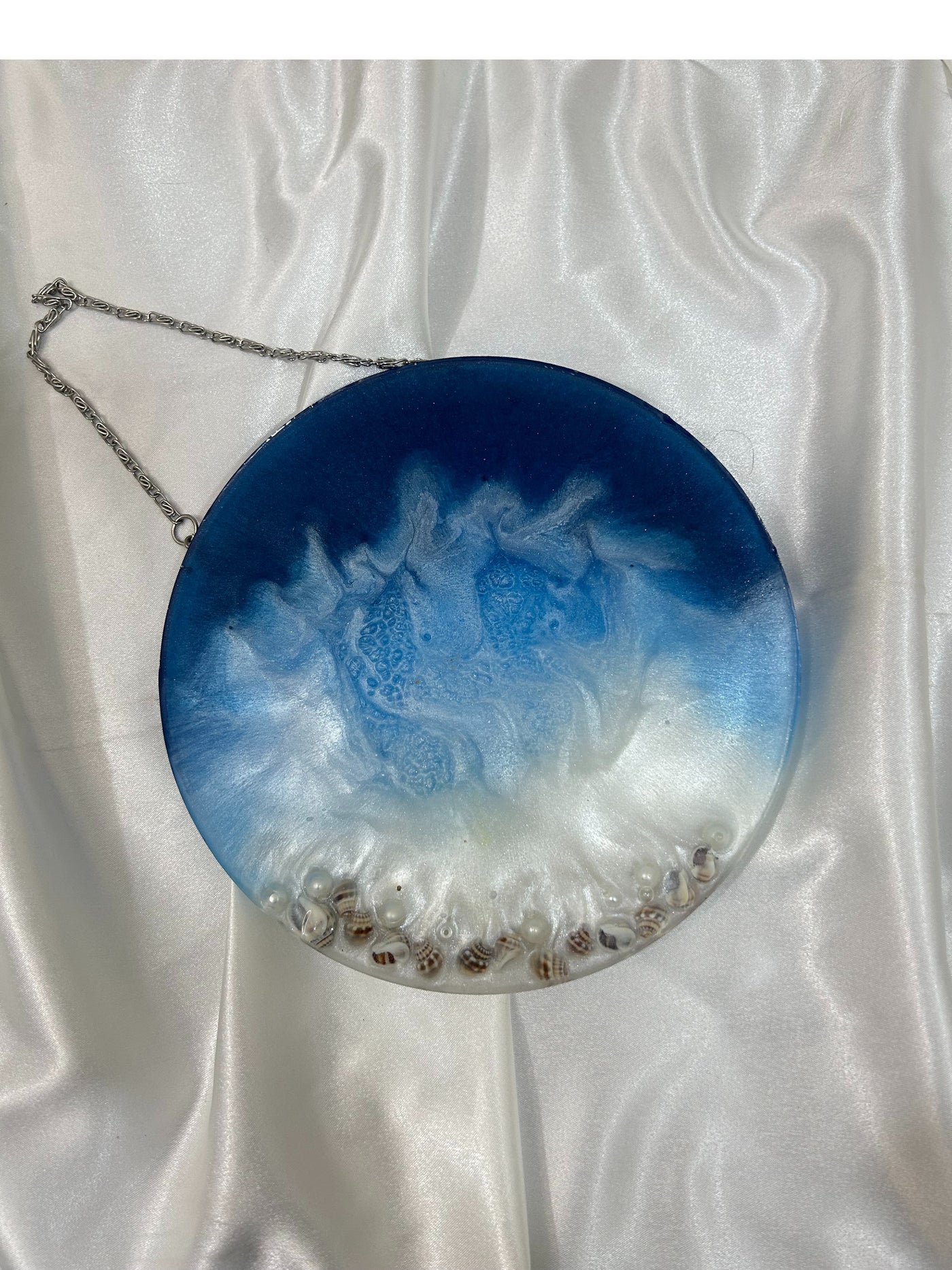 Ocean Wave Resin Wall Hanging with Seashells-Ocean wave resin art -Beach theme wall décor