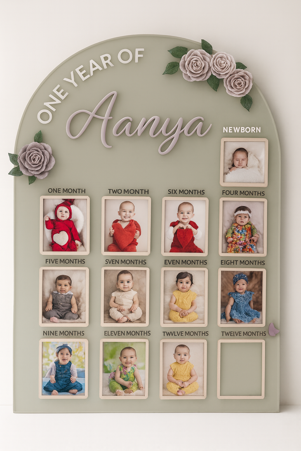 One Year Milestone Photo Frame – Personalized Baby Growth Board-Handmade with resin