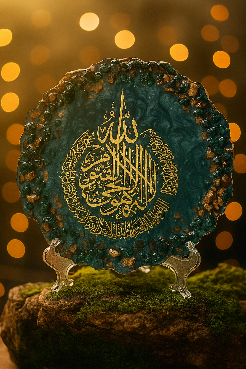8 inch Luxury Resin Ayat ul Kursi Wall & Table Décor – Handmade Islamic Calligraphy Art-Islamic resin décor