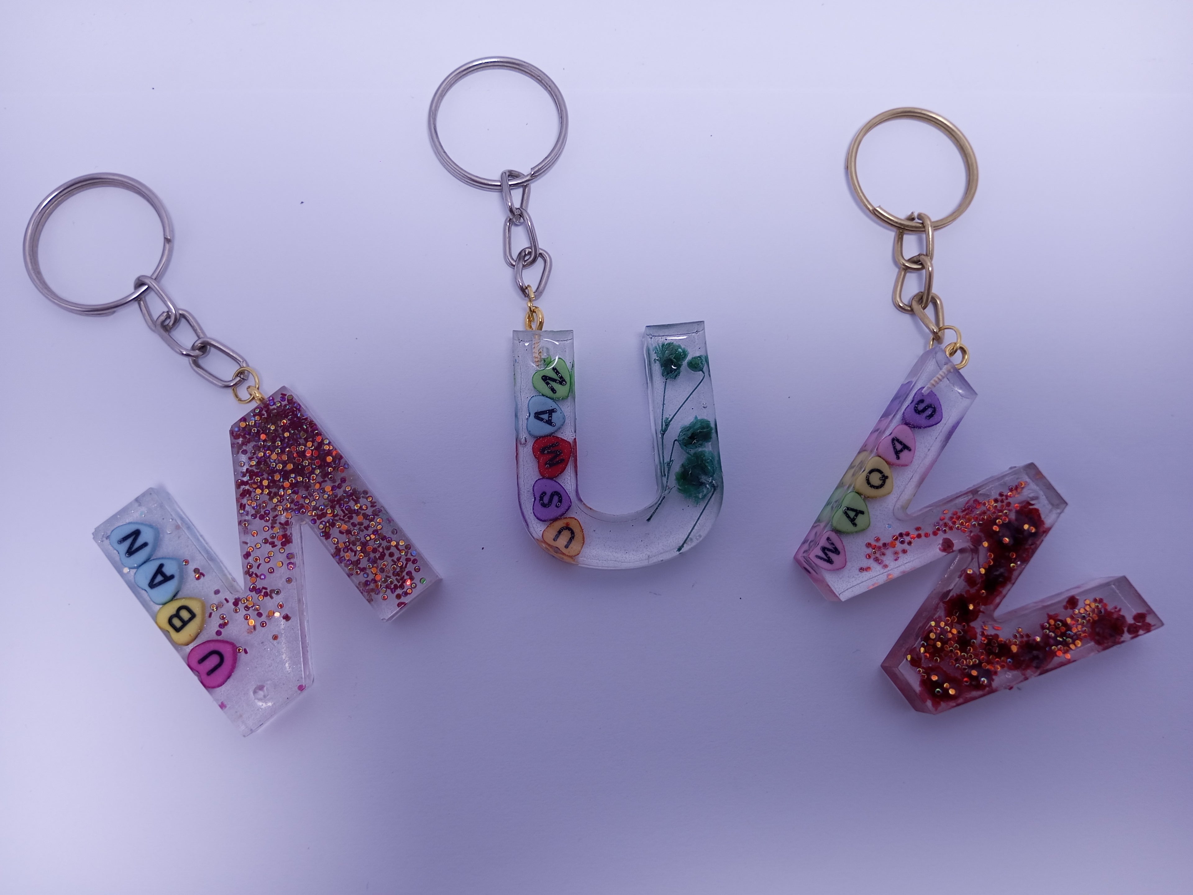 Custom Letter Keychain | Personalized Resin Keychain | Glitter Keychain | ID Holder | Alphabet Keychain