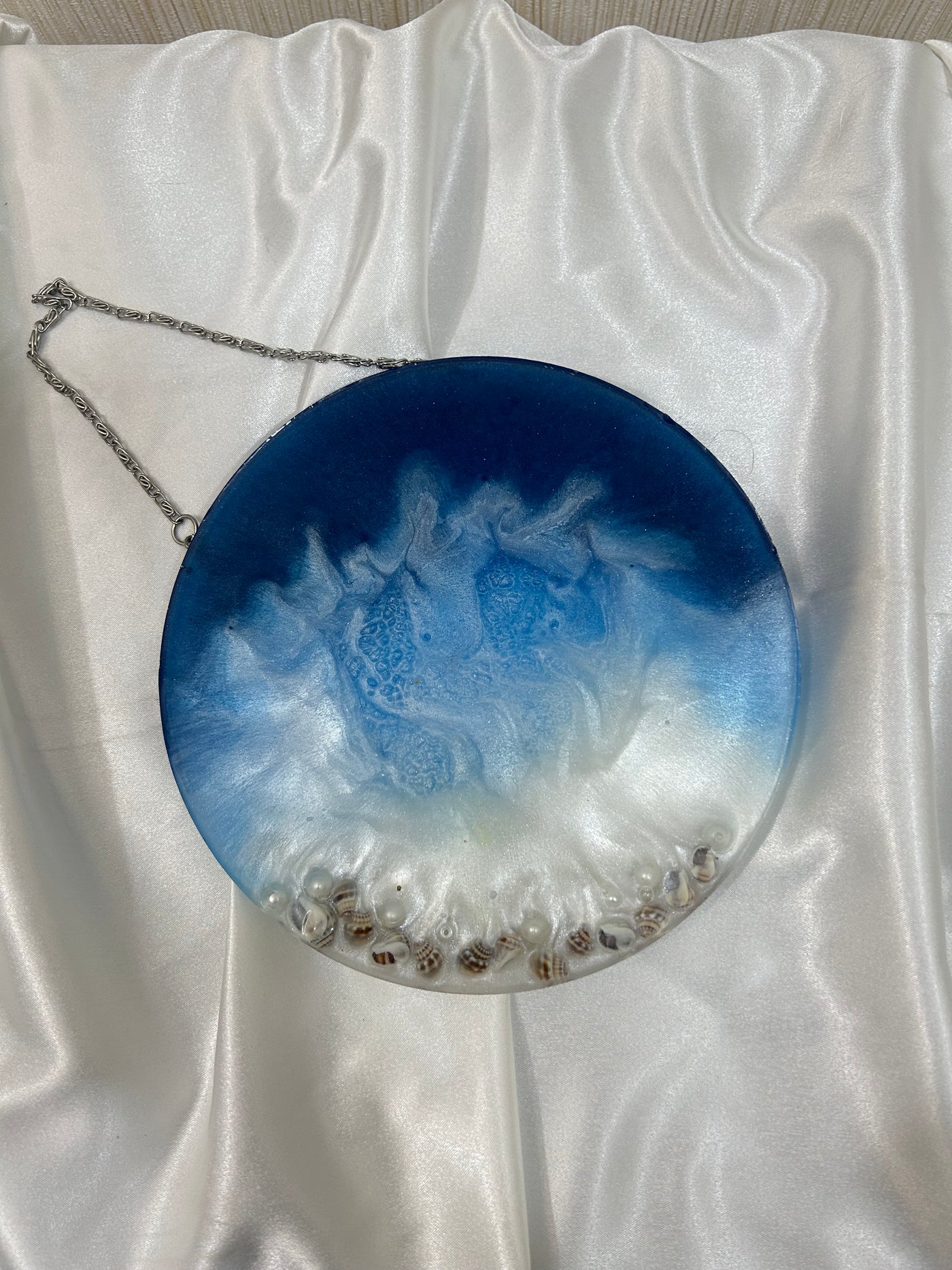 Ocean Wave Resin Wall Hanging with Seashells-Ocean wave resin art -Beach theme wall décor