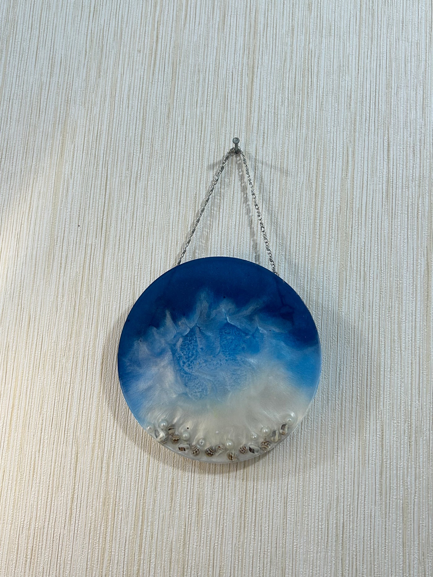 Ocean Wave Resin Wall Hanging with Seashells-Ocean wave resin art -Beach theme wall décor
