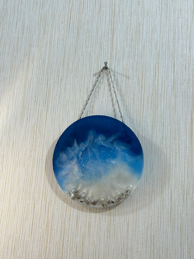 Ocean Wave Resin Wall Hanging with Seashells-Ocean wave resin art -Beach theme wall décor