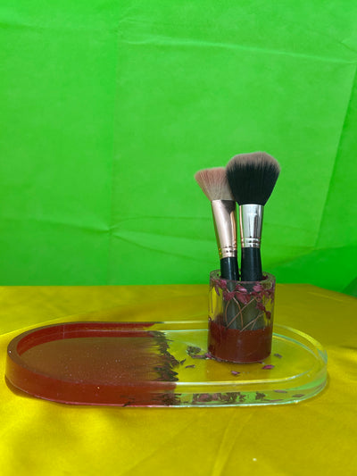 Resin Oval Trinket Tray half transparent filled with natural flowers | Epoxy Decorative Tray | Stylish Jewelry & Key Organizer |