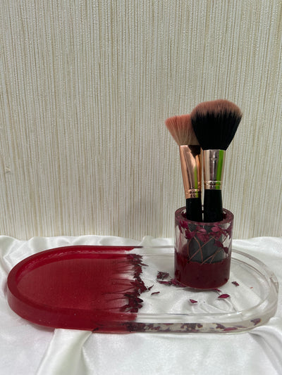 Resin Oval Trinket Tray half transparent filled with natural flowers | Epoxy Decorative Tray | Stylish Jewelry & Key Organizer |