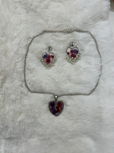 Heart Earrings & Heart Locket Set