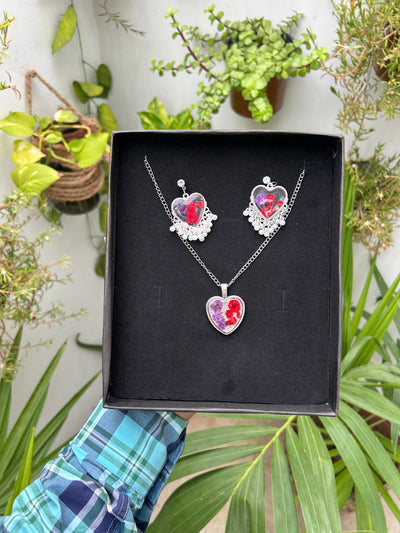 Heart Earrings & Heart Locket Set
