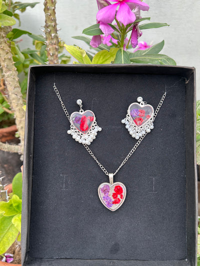 Heart Earrings & Heart Locket Set