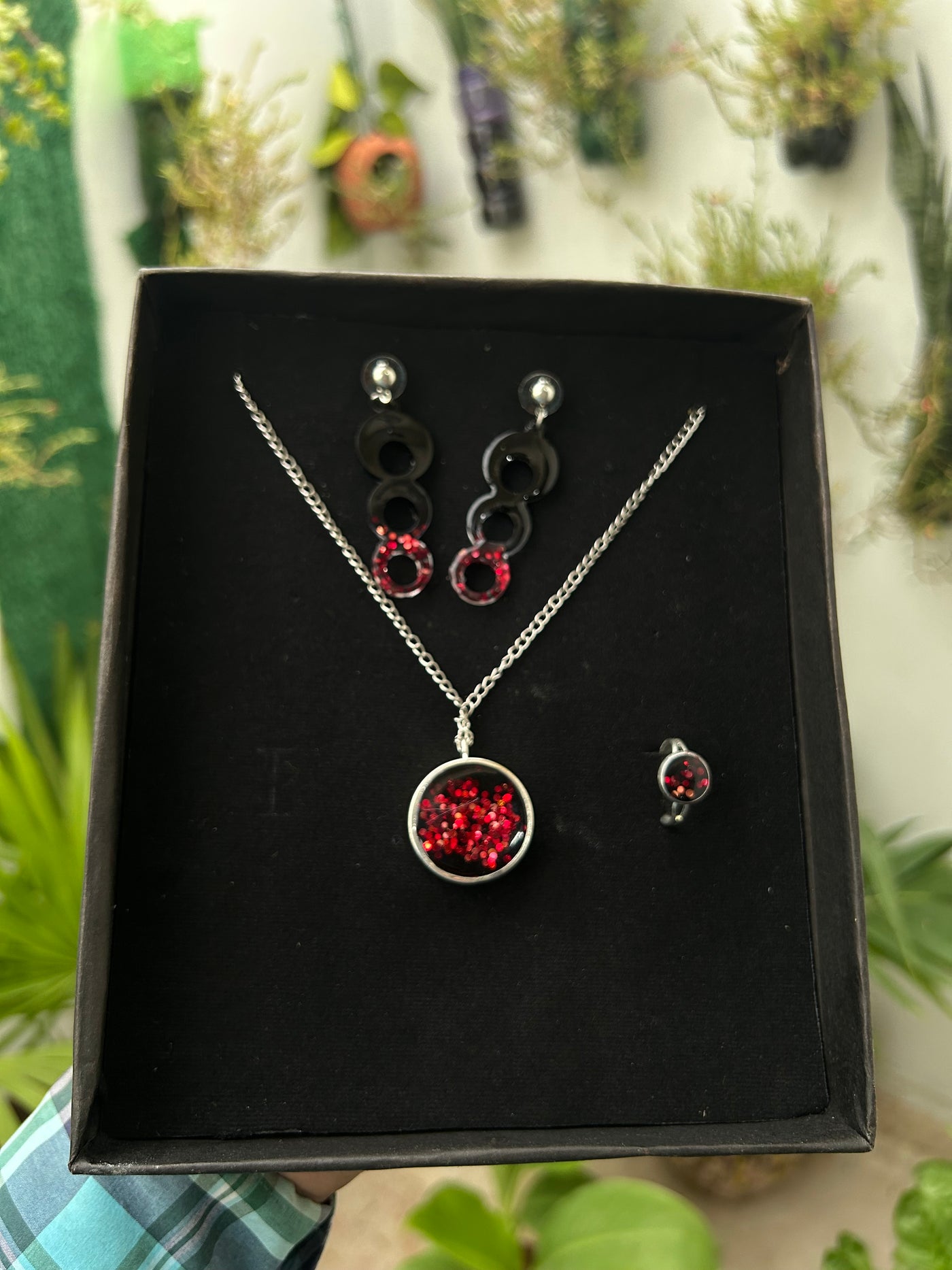 Jewelry Set – Chain Locket, Earrings & Ring