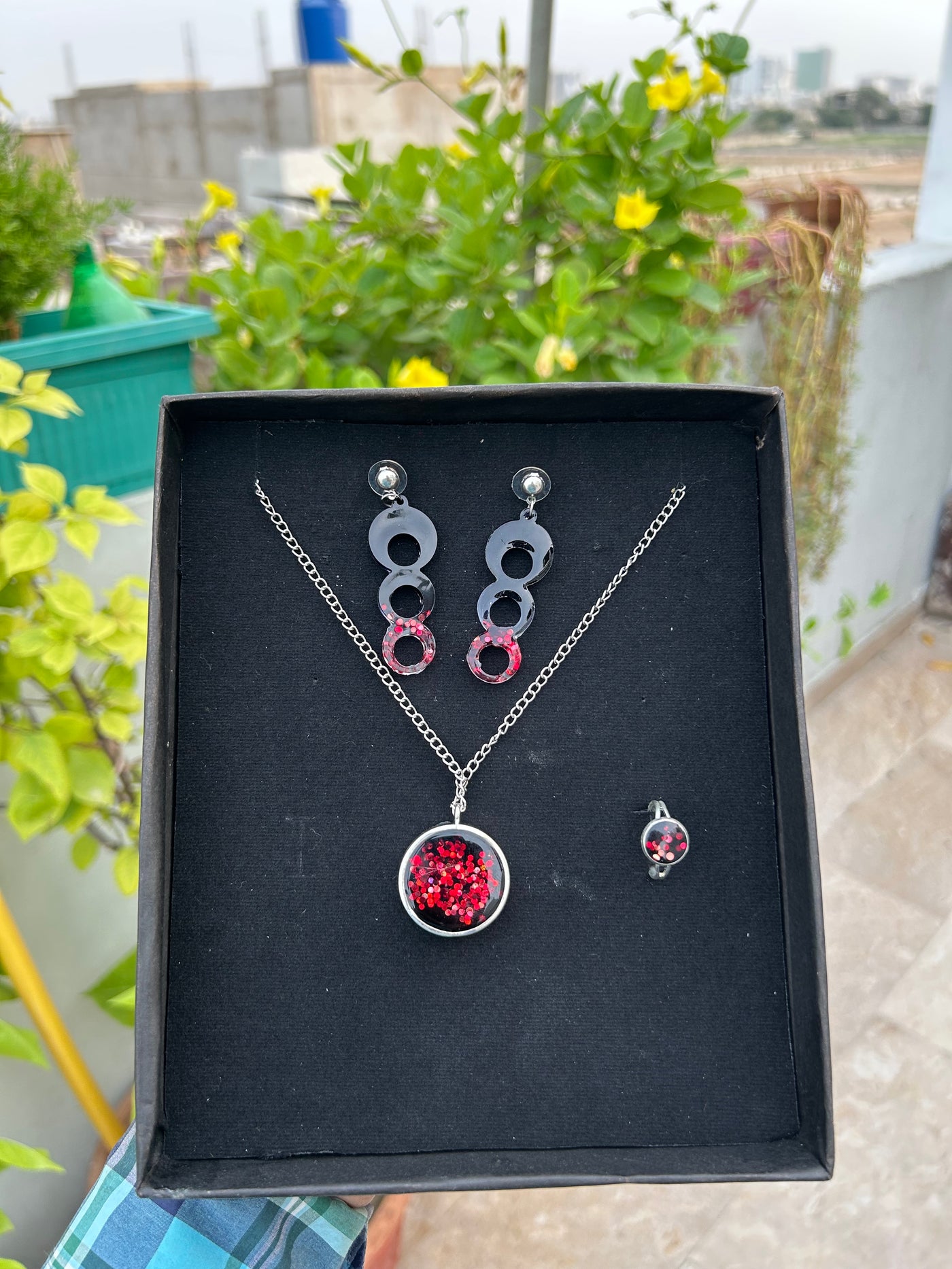 Jewelry Set – Chain Locket, Earrings & Ring