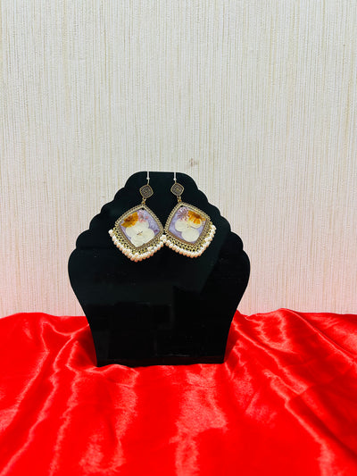 Handmade Resin Earrings with Motia & Mixed Flowers