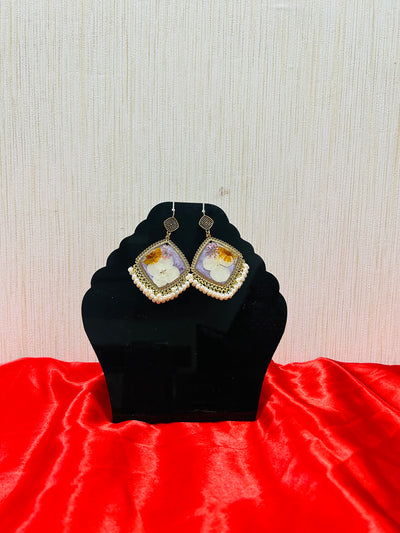 Handmade Resin Earrings with Motia & Mixed Flowers