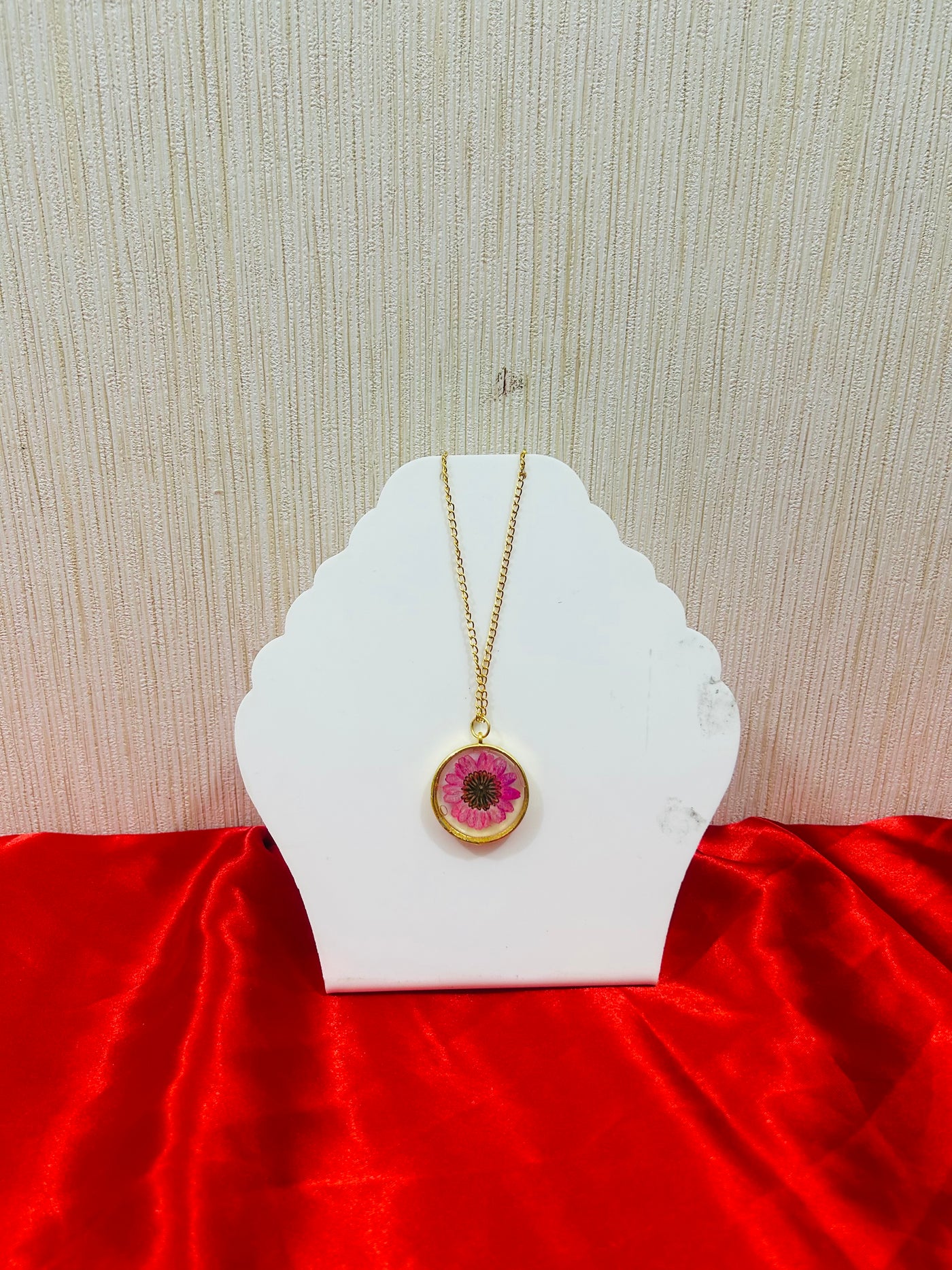 Handmade Resin Locket Chain with Real Flower