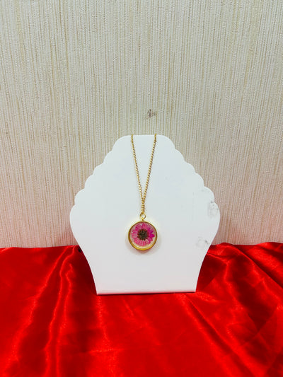 Handmade Resin Locket Chain with Real Flower