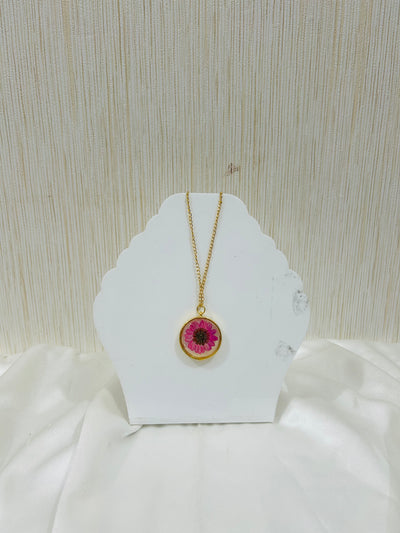 Handmade Resin Locket Chain with Real Flower