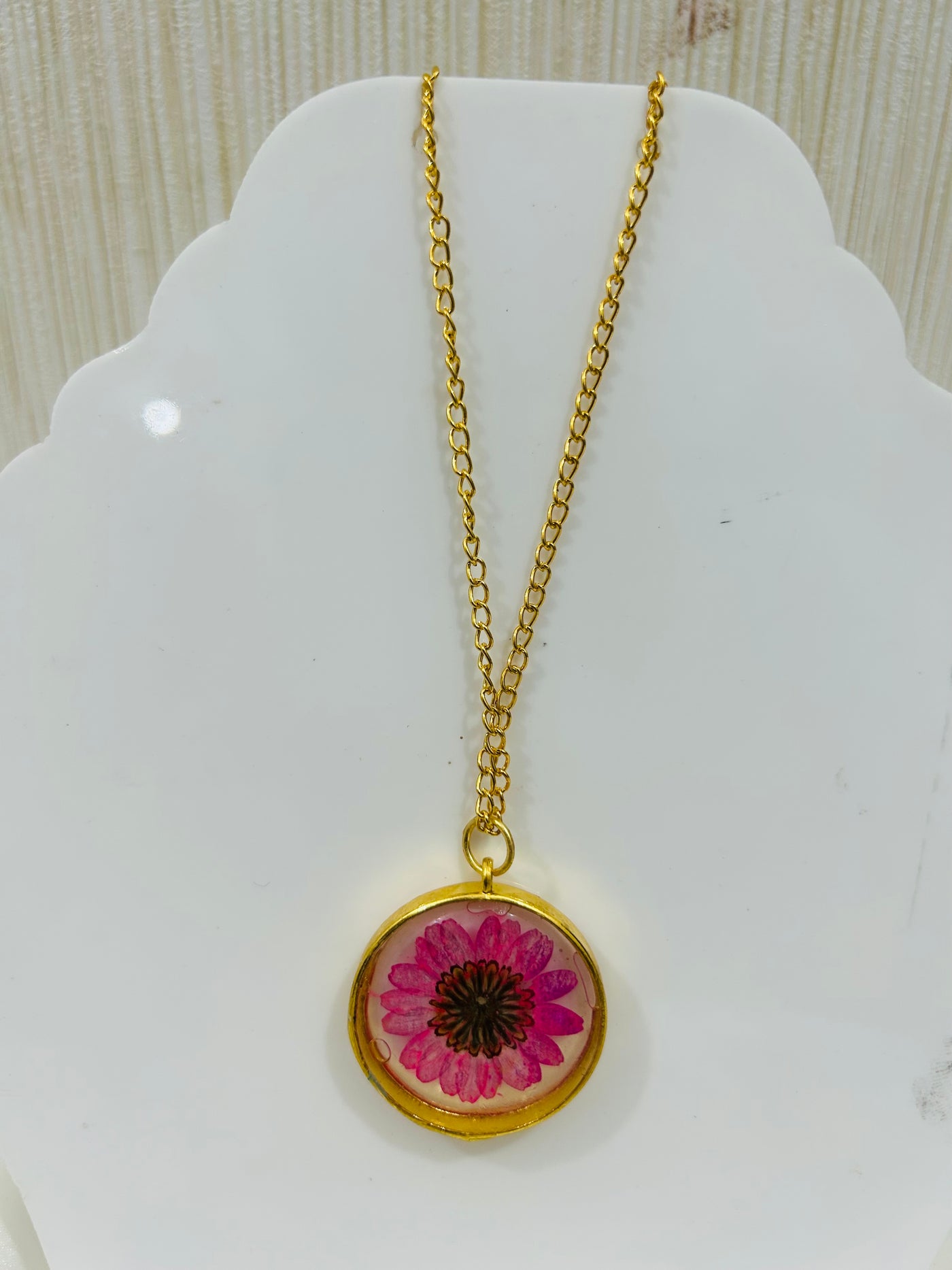 Handmade Resin Locket Chain with Real Flower