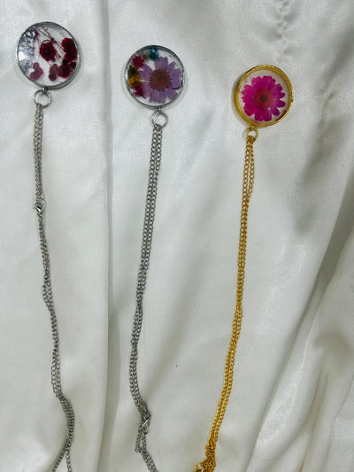 Handmade Resin Locket Chain with Real Flower