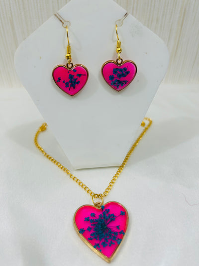 ❤️ Heart Shape Resin Jewelry Set (Necklace & Earrings)