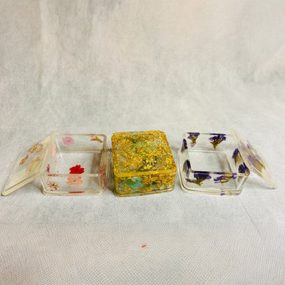 three Pressed flower jewelry boxes, personalized jewelry box, jewelry organizer box, custom jewlery box, press box, custom jewelry box, resin box