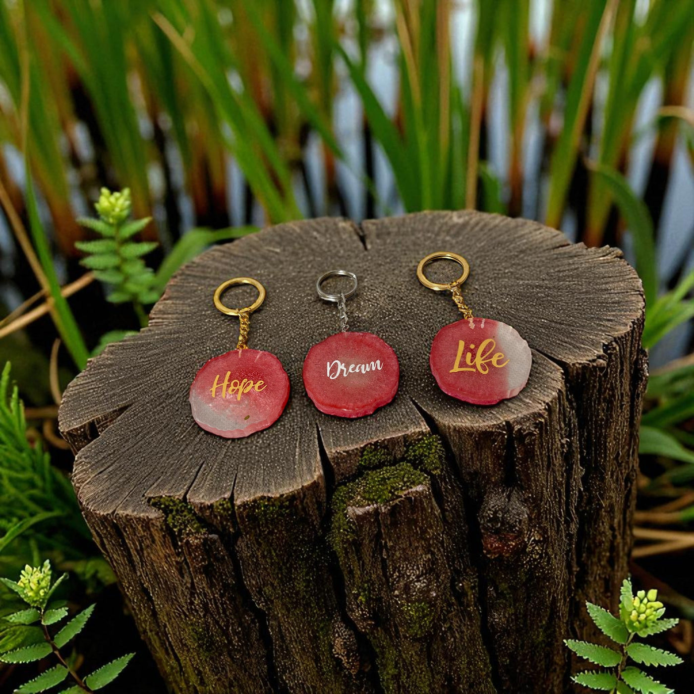 Set of 3 Pink Resin Keychains | Joy | Hope | Dream | Inspirational Gifts-Best for your Loved One