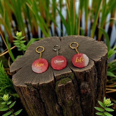 Set of 3 Pink Resin Keychains | Joy | Hope | Dream | Inspirational Gifts-Best for your Loved One