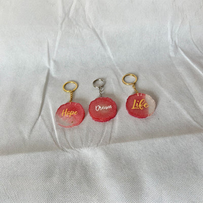 Set of 3 Pink Resin Keychains | Joy | Hope | Dream | Inspirational Gifts-Best for your Loved One