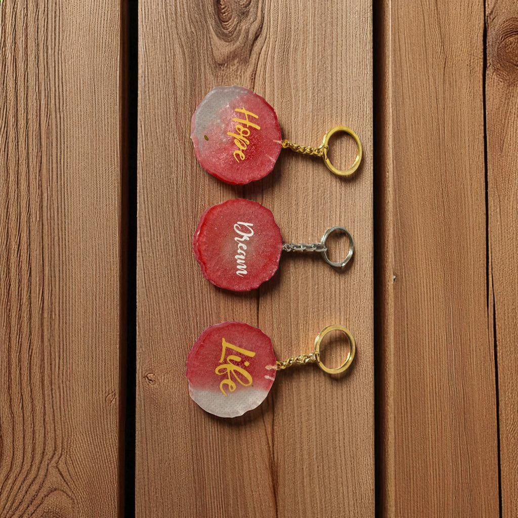 Set of 3 Pink Resin Keychains – Joy, Hope & Dream, Joy Hope Dream Keychains  Inspirational Resin Accessories,