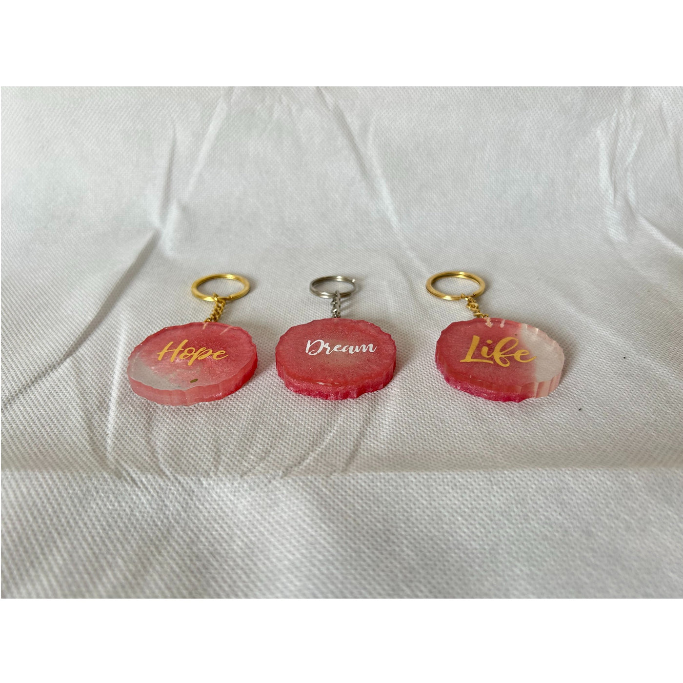 Set of 3 Pink Resin Keychains | Joy | Hope | Dream | Inspirational Gifts-Best for your Loved One