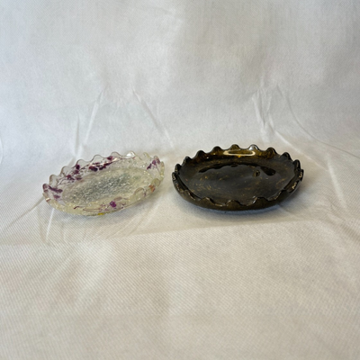 Real Flower two round trays for jewellery- House Warming,Wedding Bouquet preservation, round Dish, round Jewellery Tray, Resin Tray