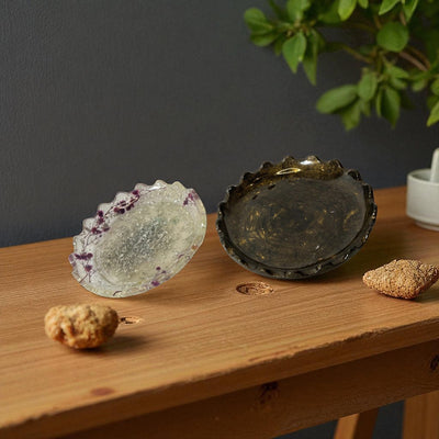 Real Flower two round trays for jewellery- House Warming,Wedding Bouquet preservation, round Dish, round Jewellery Tray, Resin Tray