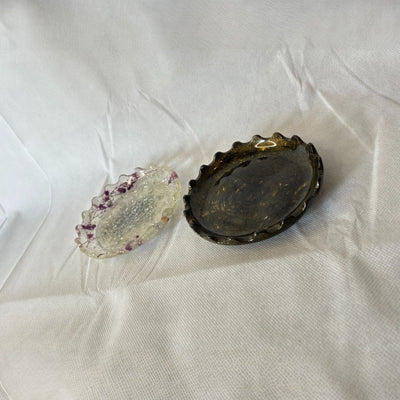 Real Flower two round trays for jewellery- House Warming,Wedding Bouquet preservation, round Dish, round Jewellery Tray, Resin Tray