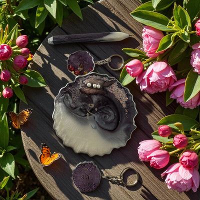 Custom Name Resin Gift Set – Coaster, Keychains & Pen,Resin Personalised Coaster & Keychain  ,