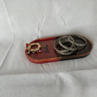 Custom nem Resin Oval Trinket Tray | Epoxy Decorative Tray | Stylish Jewelry & Key Organizer | Unique Resin