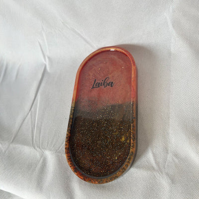 Custom nem Resin Oval Trinket Tray | Epoxy Decorative Tray | Stylish Jewelry & Key Organizer | Unique Resin