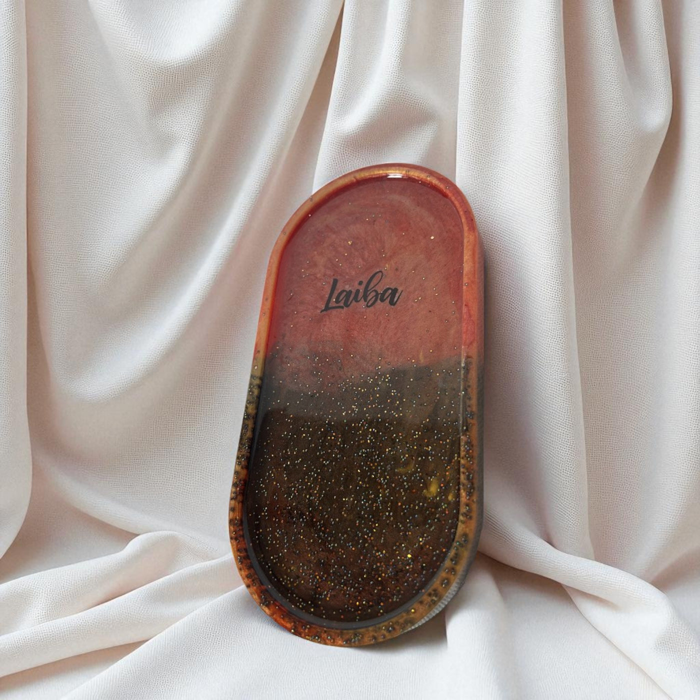 Custom nem Resin Oval Trinket Tray | Epoxy Decorative Tray | Stylish Jewelry & Key Organizer | Unique Resin