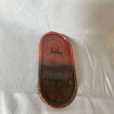 Custom nem Resin Oval Trinket Tray | Epoxy Decorative Tray | Stylish Jewelry & Key Organizer | Unique Resin