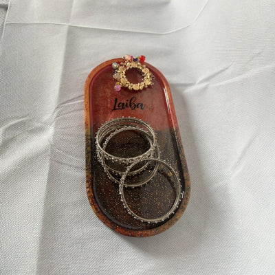 Custom nem Resin Oval Trinket Tray | Epoxy Decorative Tray | Stylish Jewelry & Key Organizer | Unique Resin