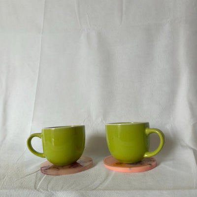 Pink Resin Tea Coaster Set – Round Shape with Real Preserved Flowers (2 Pieces)