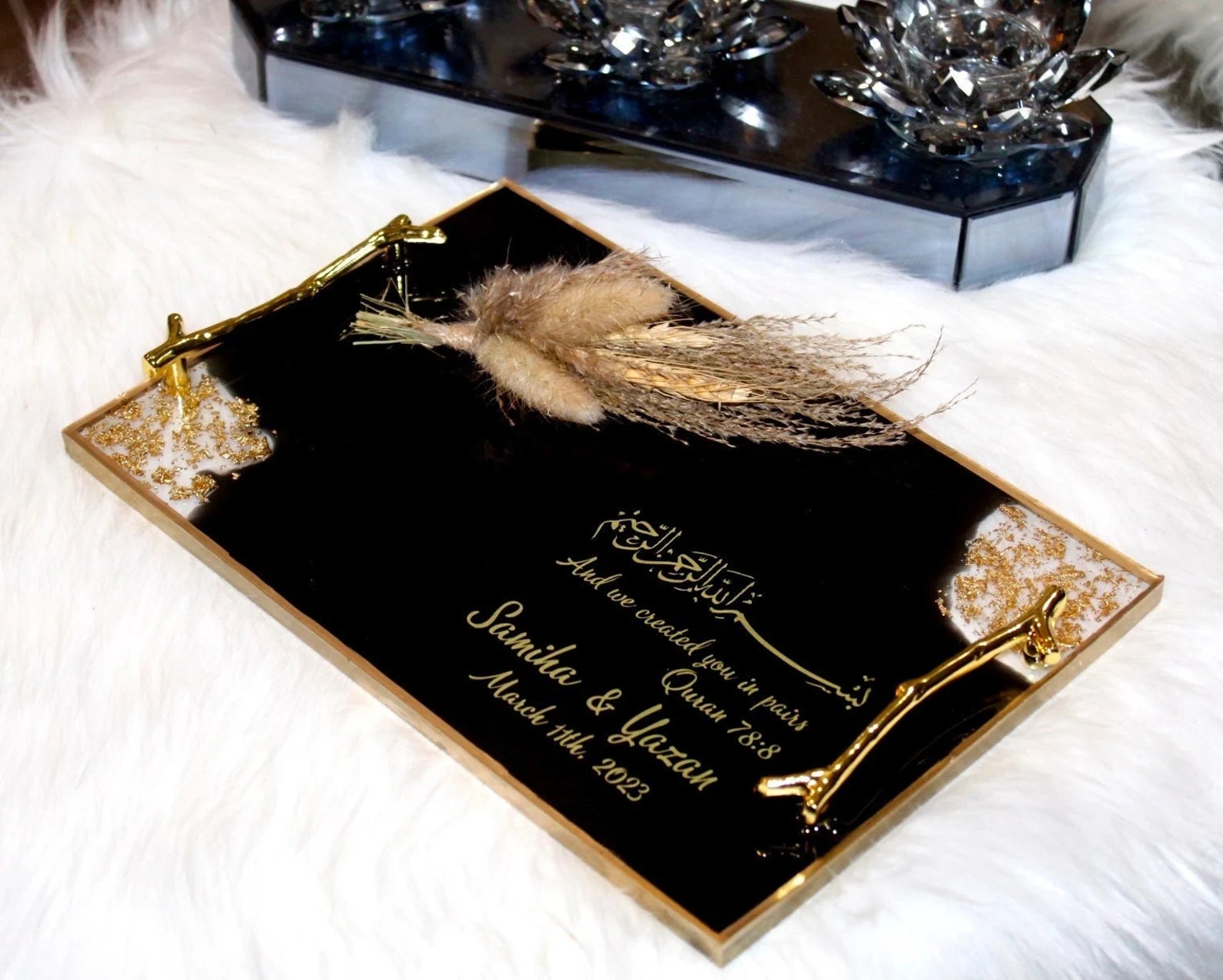 Handmade Personalized Wedding Resin Tray, Engagement Tray, Islamic Wedding Ring Tray, Wedding Gift, Nikkah Tray,