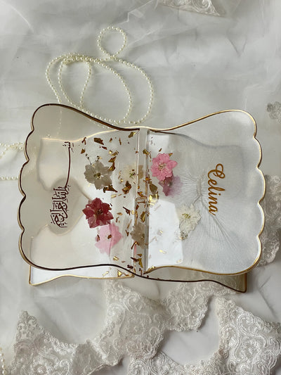 Quran holder Islam book holder personalized Quran stand Rahle engagement wedding resin pressed flowers gypsophila