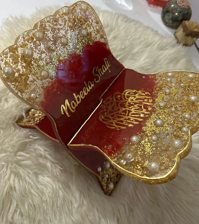Luxury Personalized Islamic Book Stand – Resin Qur’an Rehal with Name