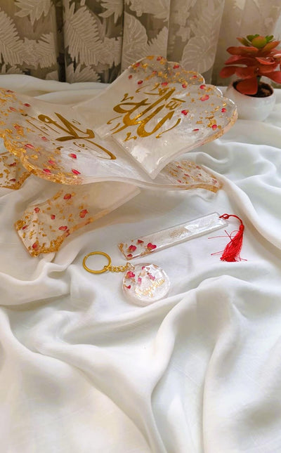 Resin Quran Rehal with Vinyl Calligraphy – Matching Personalized Keychain & Bookmark