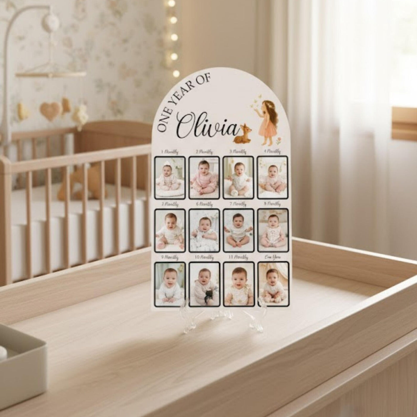 Baby 12 Mounts Board, Baby Gift, Baby Shower Gift, Baby Board, 1st Birthday Monthly Milestone Memories, Birthday Party Decor