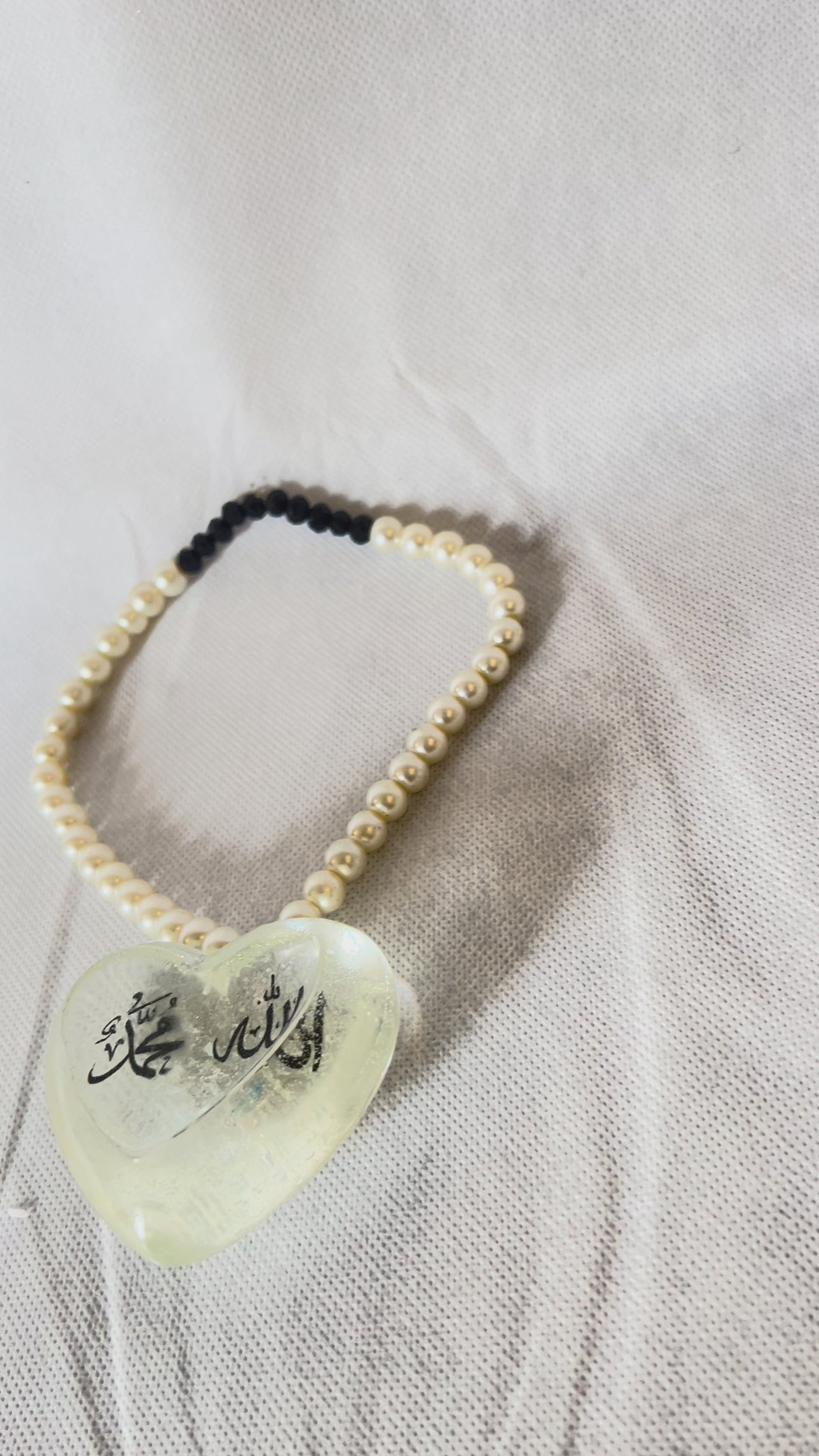 Transparent Resin 3D Heart Car Hanging – Allah & Muhammad Calligraphy, Resin Islamic Car Decoration, Muslim Car Accessories,