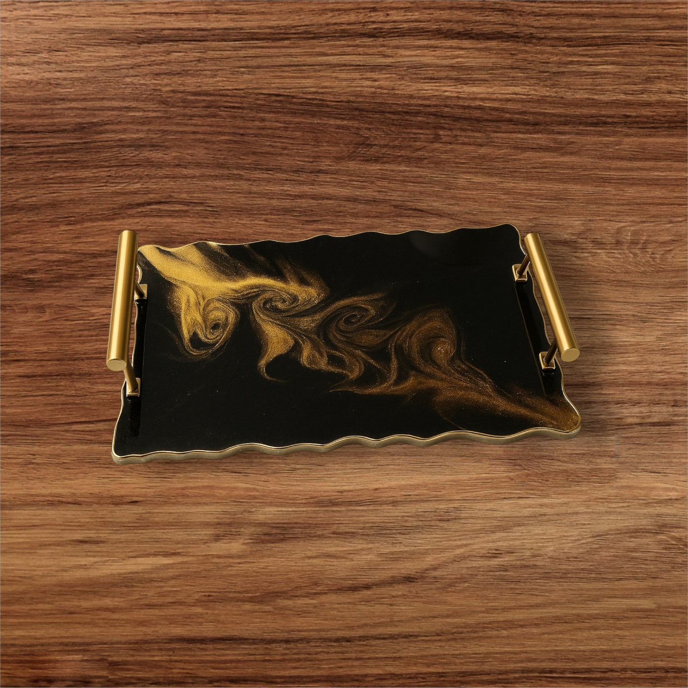 Handmade Black, Gold, and Cameleon red, decorative tray, epoxy serving tray, epoxy art, wedding gift, housewarming gift, vanity tray, gifts.